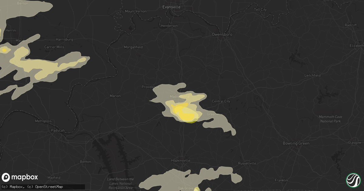Hail map in Madisonville, KY on May 7, 2023