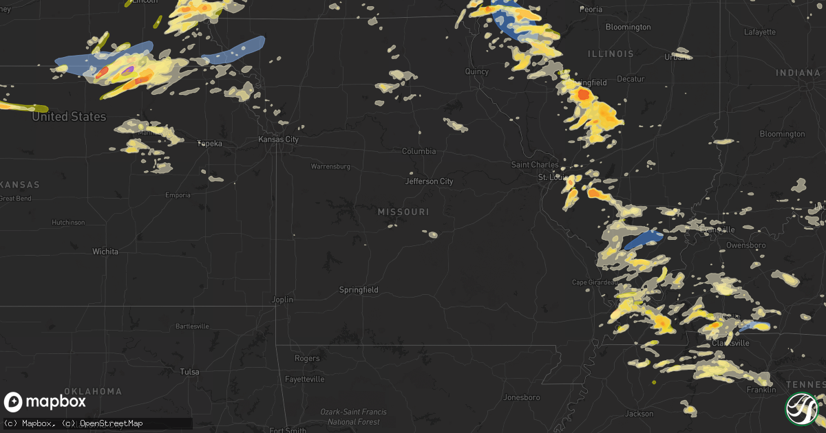 Hail map in Missouri on May 7, 2023