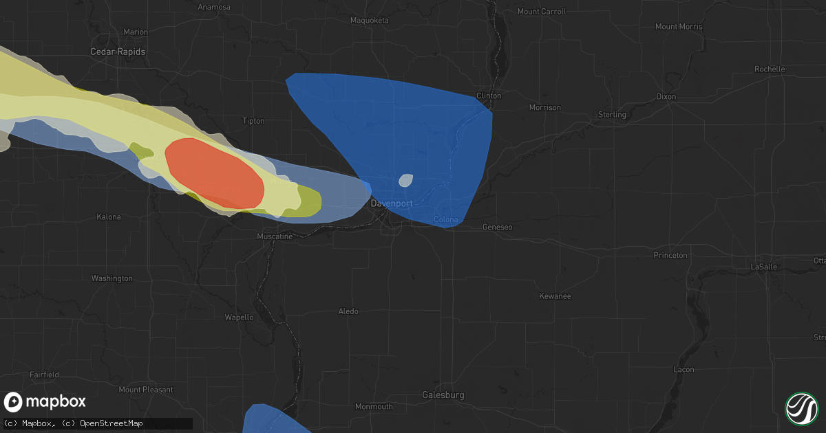 Hail map in Moline, IL on May 7, 2023