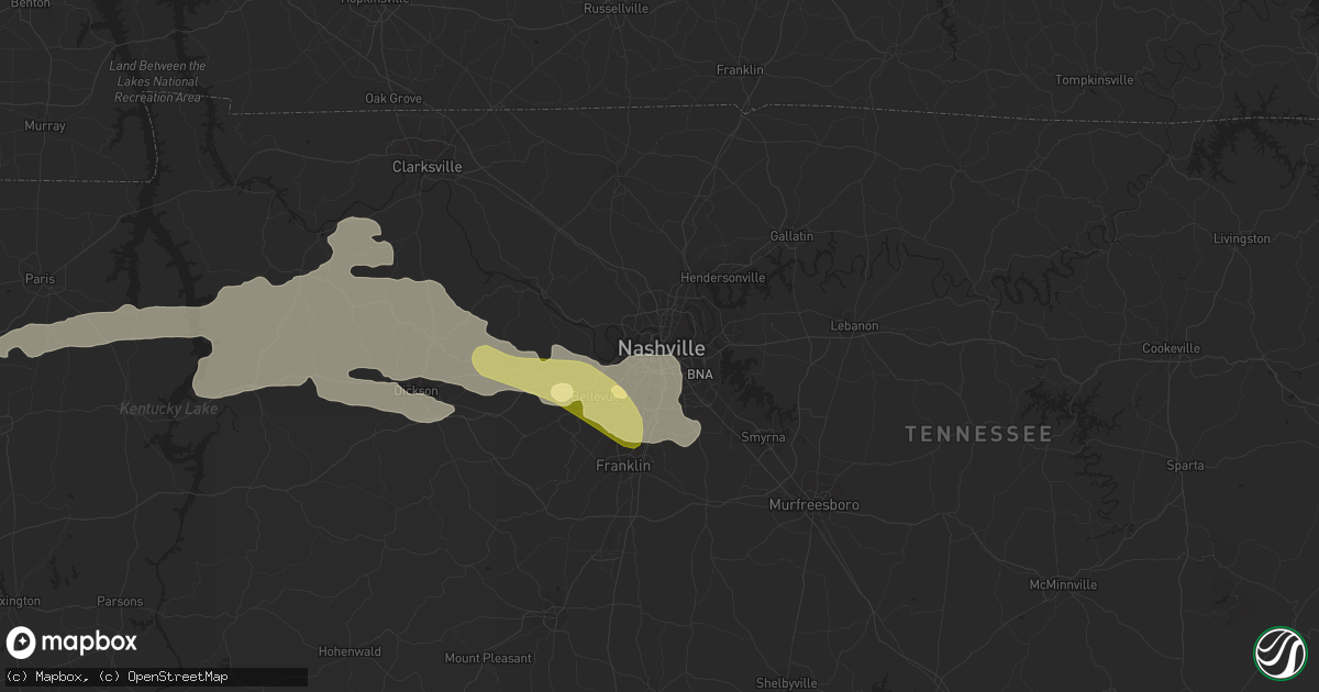 Hail Map in Nashville, TN on May 7, 2023 - HailTrace