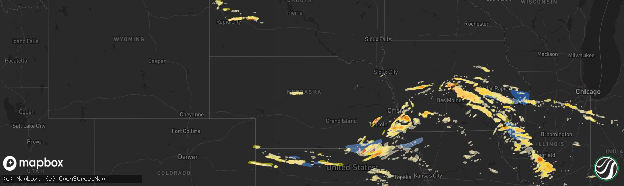 Hail map in Nebraska on May 7, 2023