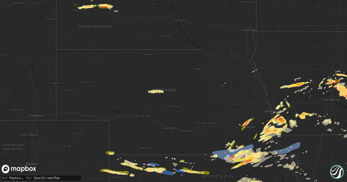 Hail map in Nebraska on May 7, 2023