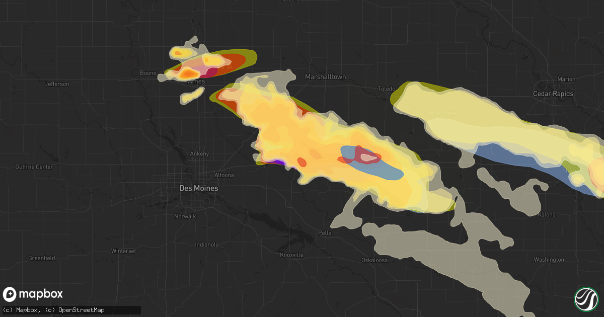 Hail map in Newton, IA on May 7, 2023
