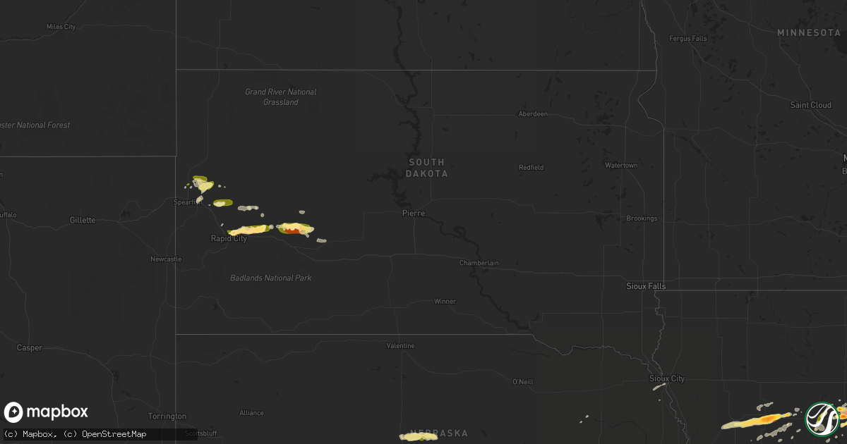 Hail map in South Dakota on May 7, 2023