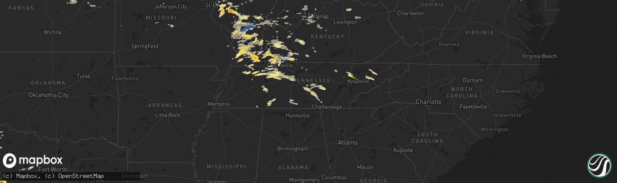 Hail map in Tennessee on May 7, 2023