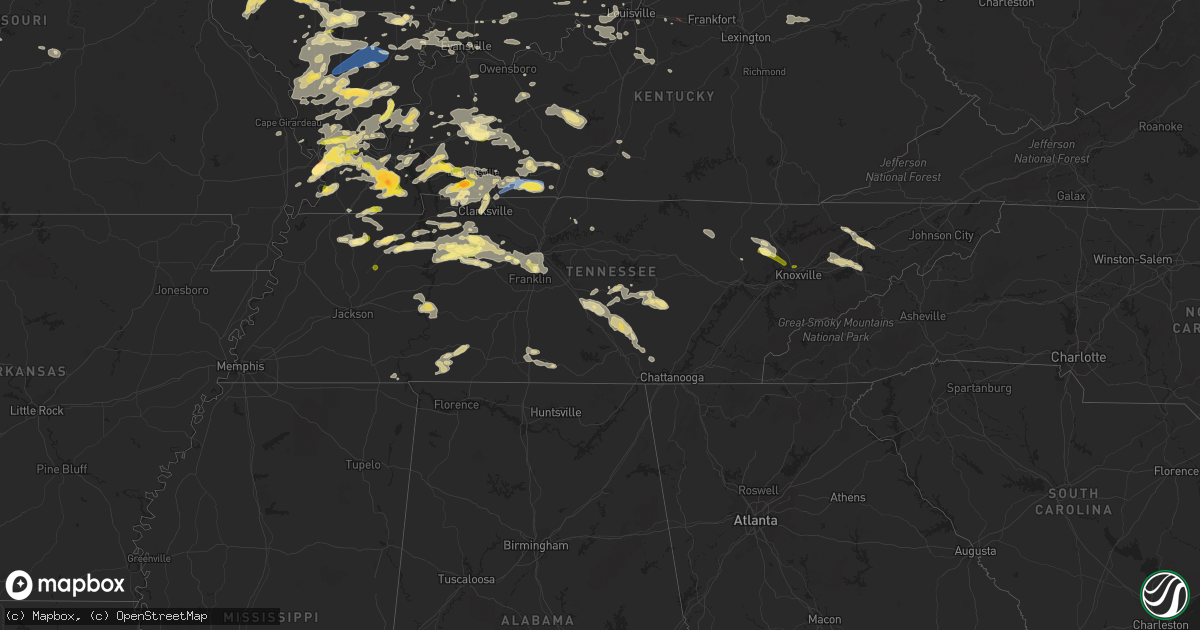 Hail map in Tennessee on May 7, 2023