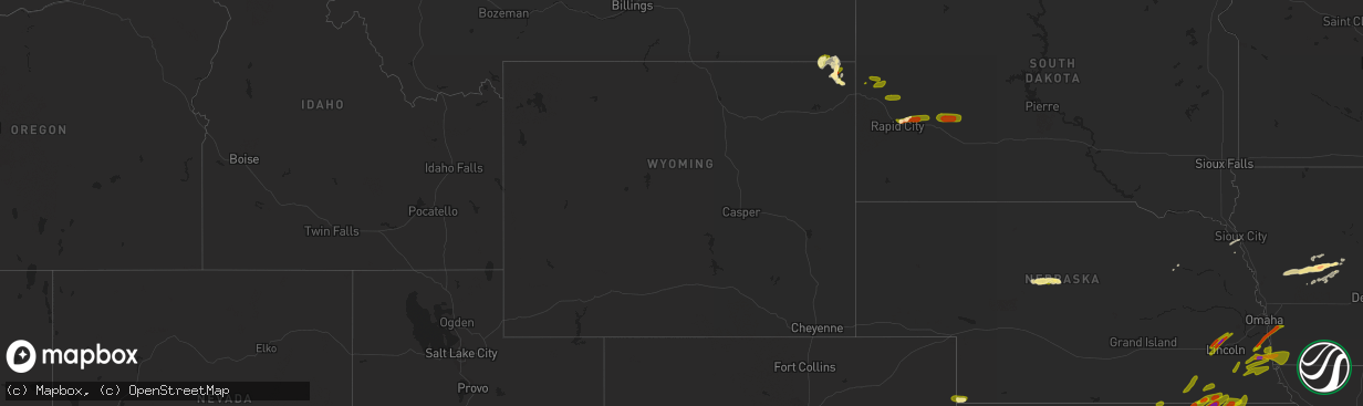 Hail map in Wyoming on May 7, 2023