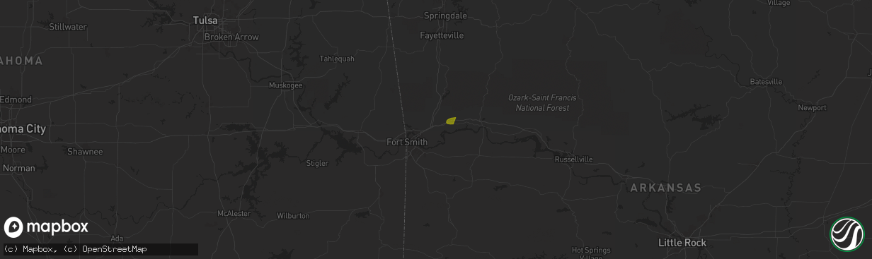 Hail map in Alma, AR on May 7, 2024