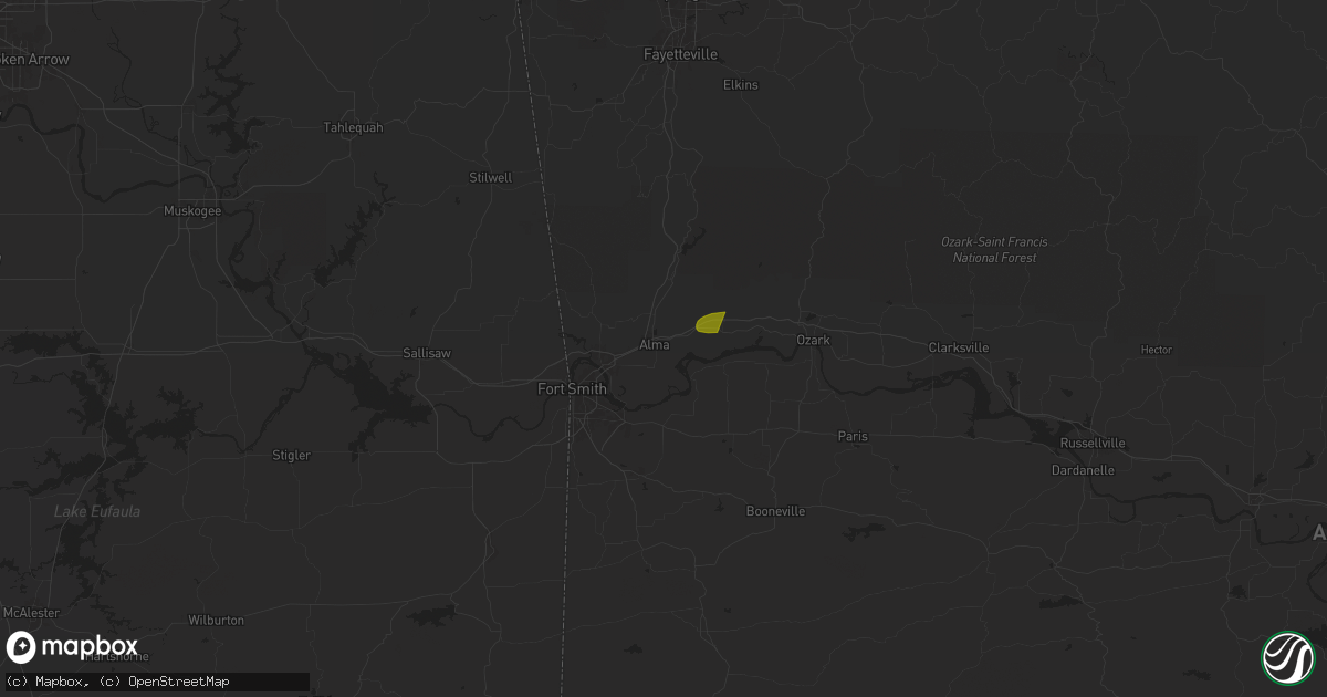 Hail map in Alma, AR on May 7, 2024