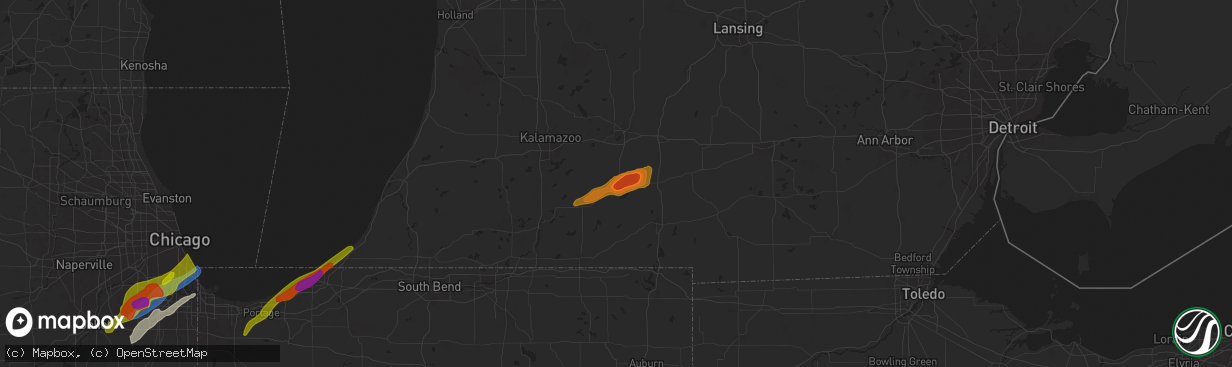 Hail map in Athens, MI on May 7, 2024