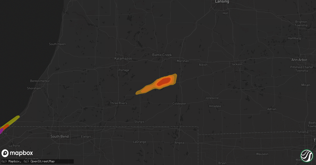 Hail map in Athens, MI on May 7, 2024