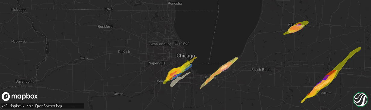Hail map in Chicago, IL on May 7, 2024