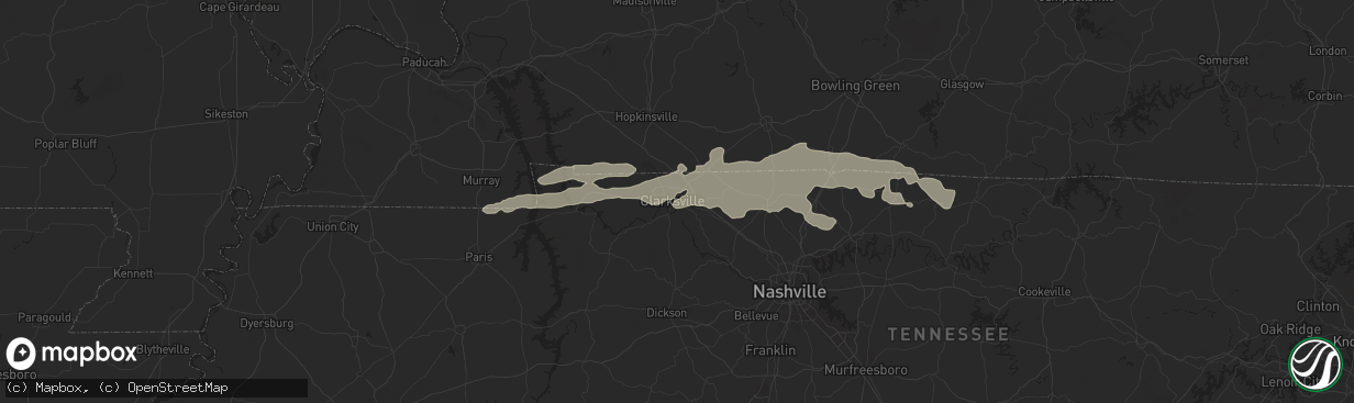 Hail map in Clarksville, TN on May 7, 2024