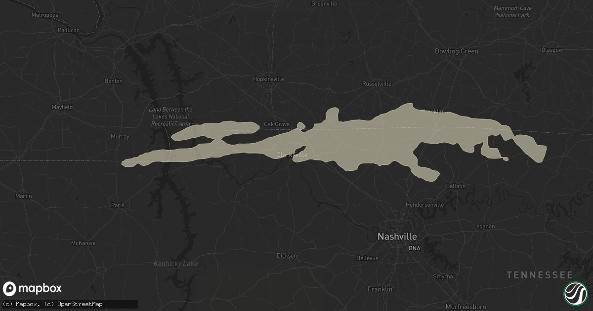 Hail map in Clarksville, TN on May 7, 2024