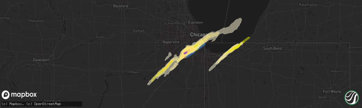 Hail map in Homer Glen, IL on May 7, 2024