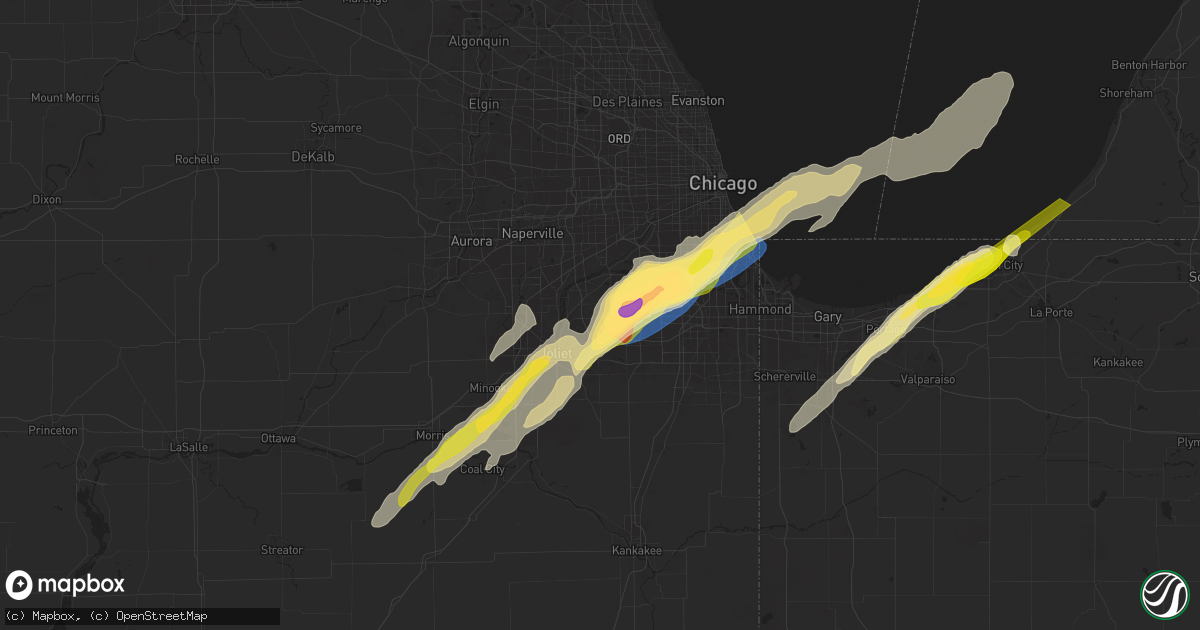 Hail map in Homer Glen, IL on May 7, 2024