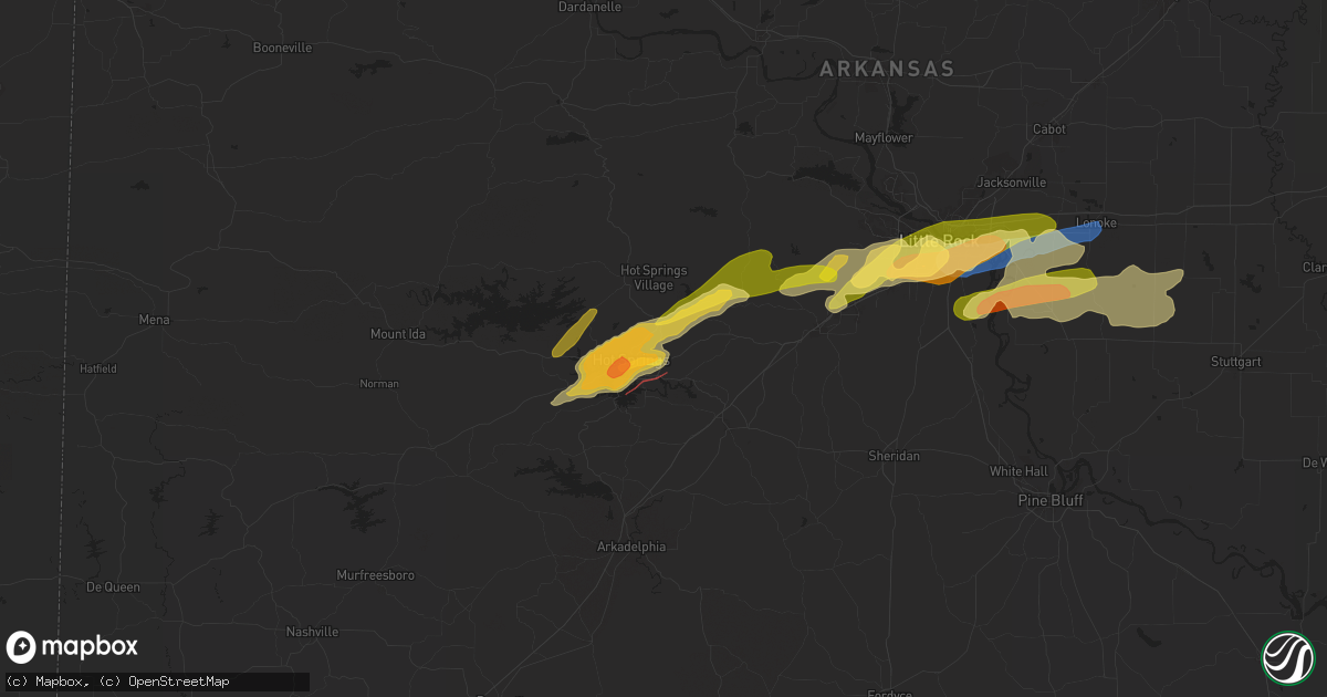 Hail map in Hot Springs National Park, AR on May 7, 2024