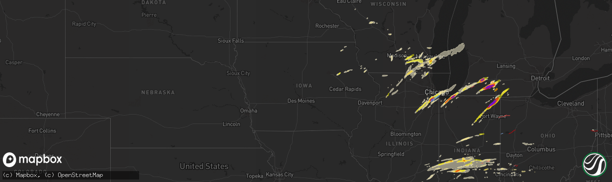 Hail map in Iowa on May 7, 2024