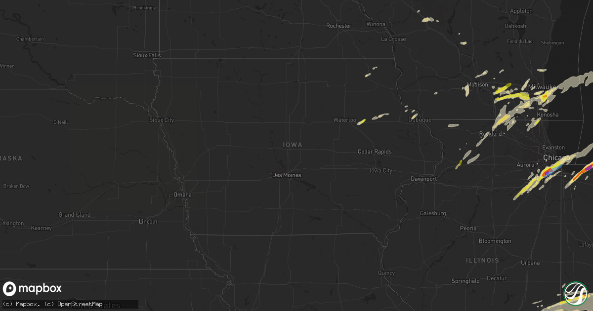 Hail map in Iowa on May 7, 2024