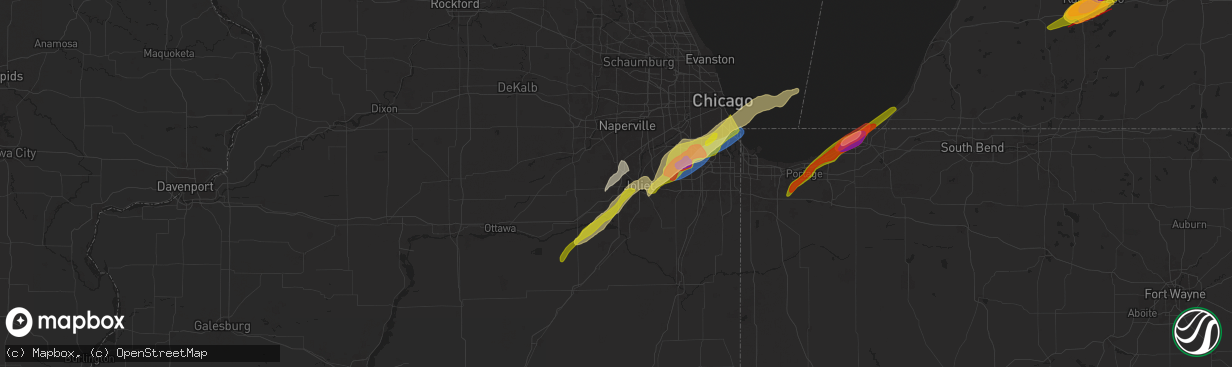 Hail map in Joliet, IL on May 7, 2024