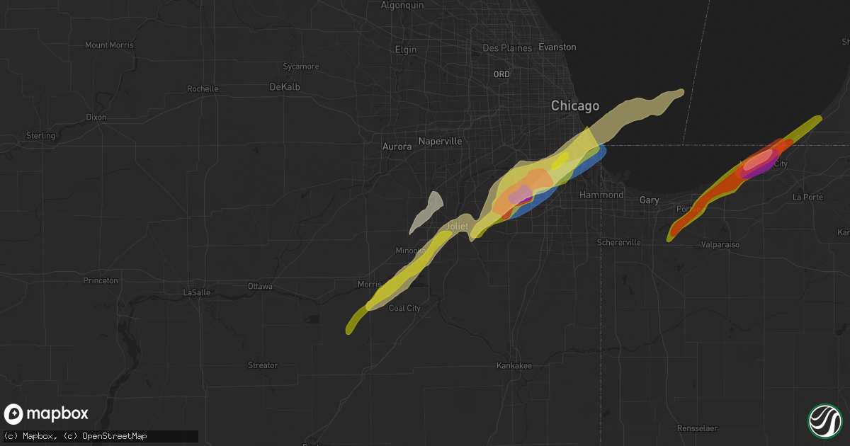 Hail map in Joliet, IL on May 7, 2024
