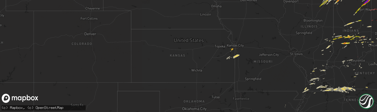 Hail map in Kansas on May 7, 2024