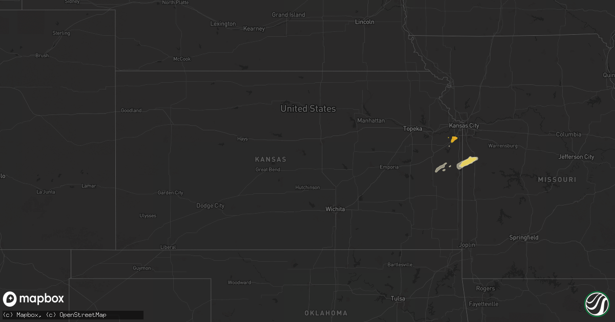 Hail map in Kansas on May 7, 2024