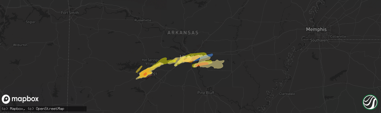 Hail map in Little Rock, AR on May 7, 2024