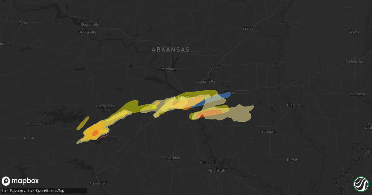 Hail map in Little Rock, AR on May 7, 2024