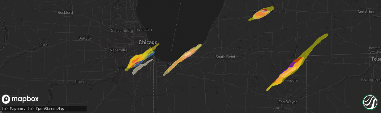 Hail map in Michigan City, IN on May 7, 2024