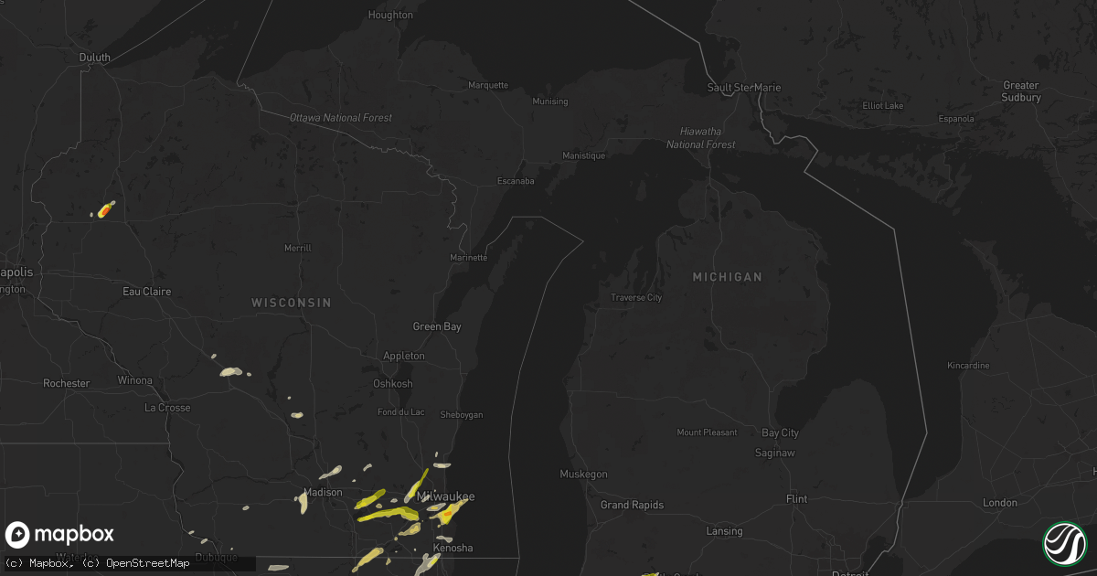 Hail map in Michigan on May 7, 2024