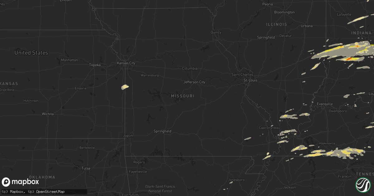 Hail map in Missouri on May 7, 2024