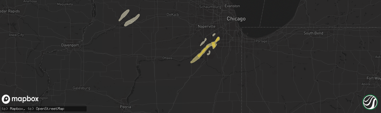 Hail map in Morris, IL on May 7, 2024