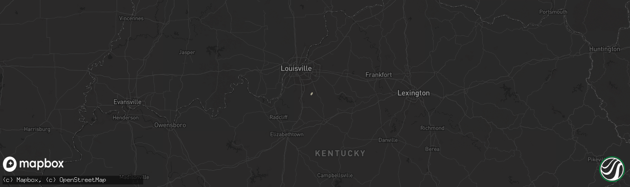 Hail map in Mount Washington, KY on May 7, 2024