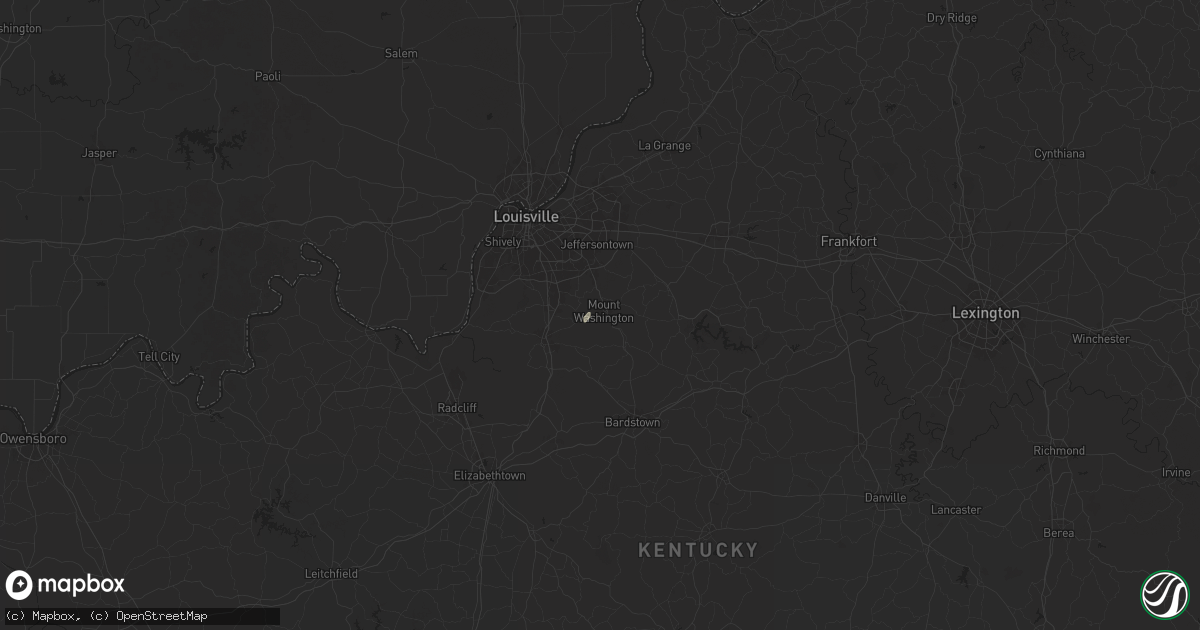 Hail map in Mount Washington, KY on May 7, 2024