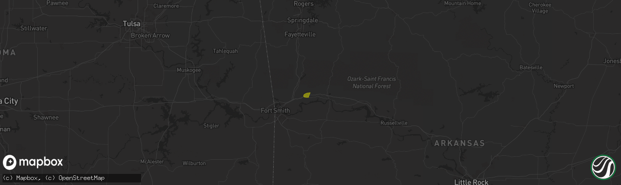 Hail map in Mulberry, AR on May 7, 2024