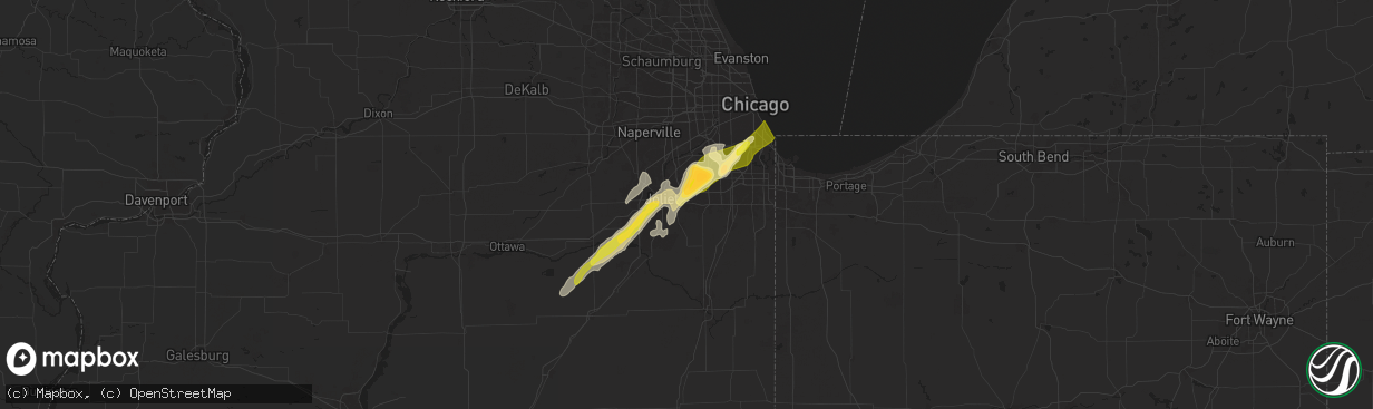 Hail map in New Lenox, IL on May 7, 2024