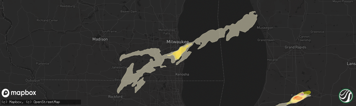 Hail map in Oak Creek, WI on May 7, 2024