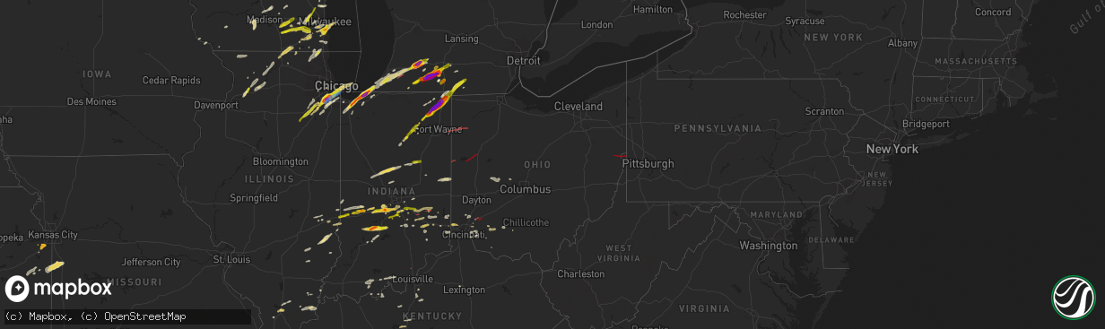 Hail map in Ohio on May 7, 2024