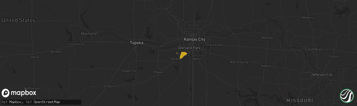 Hail map in Olathe, KS on May 7, 2024