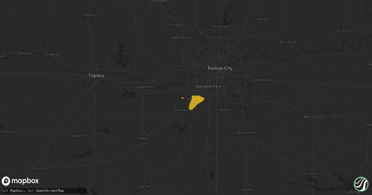 Hail map in Olathe, KS on May 7, 2024