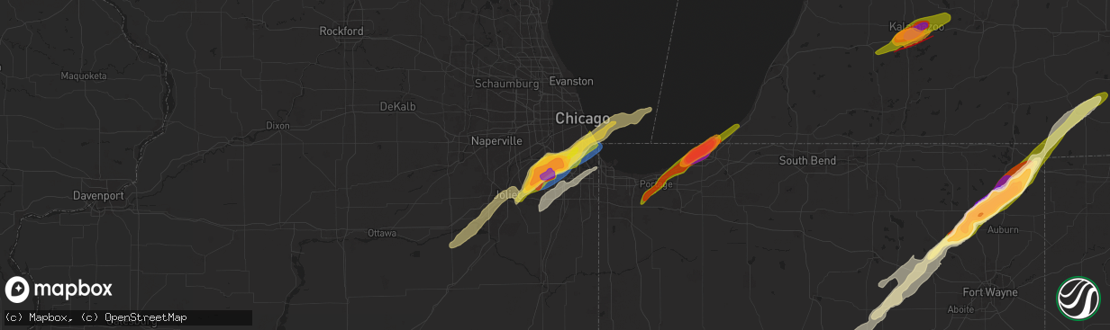 Hail map in Palos Heights, IL on May 7, 2024