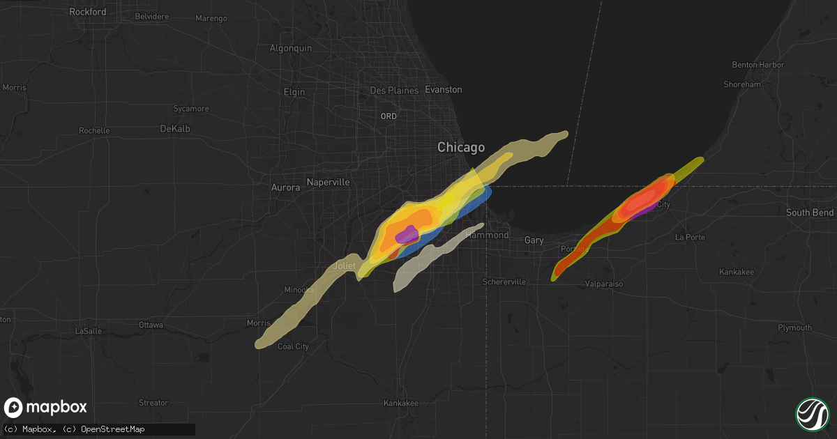Hail map in Palos Heights, IL on May 7, 2024