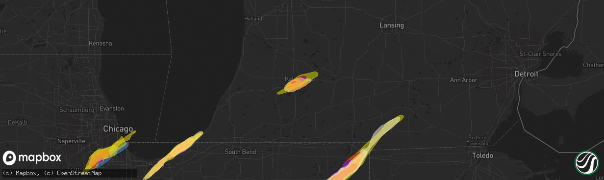 Hail map in Portage, MI on May 7, 2024