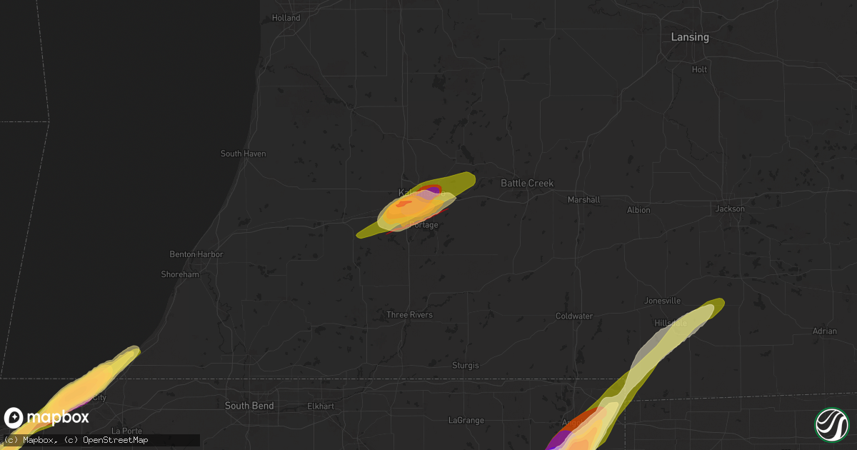 Hail map in Portage, MI on May 7, 2024