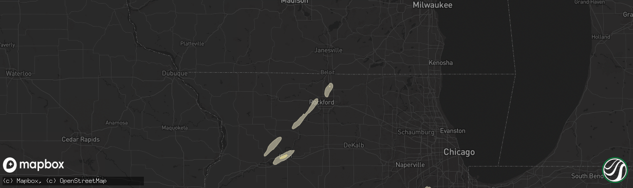 Hail map in Rockford, IL on May 7, 2024