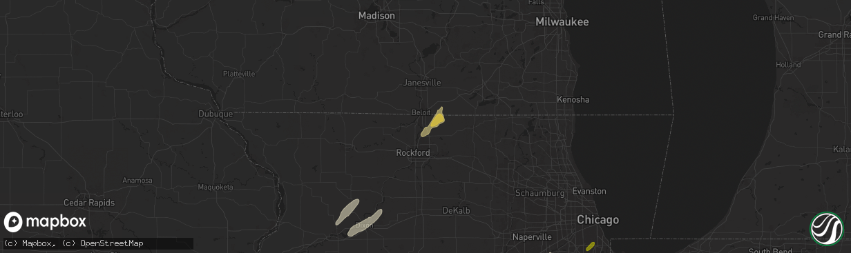 Hail map in Roscoe, IL on May 7, 2024