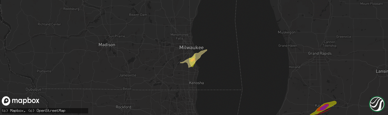 Hail map in South Milwaukee, WI on May 7, 2024