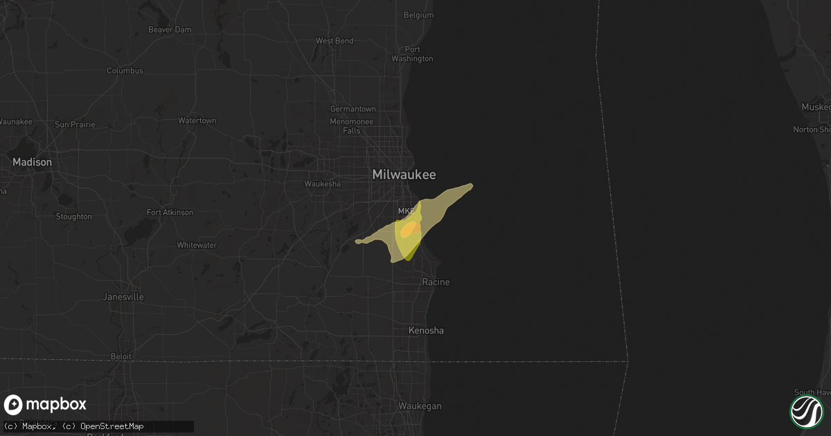 Hail map in South Milwaukee, WI on May 7, 2024