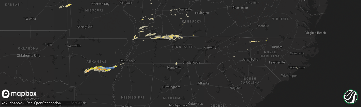 Hail map in Tennessee on May 7, 2024